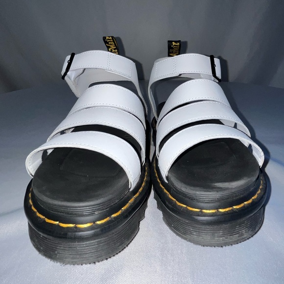 Doc Martens Blaire White Platform Leather Ankle Strap Sandals - Picture 2 of 11